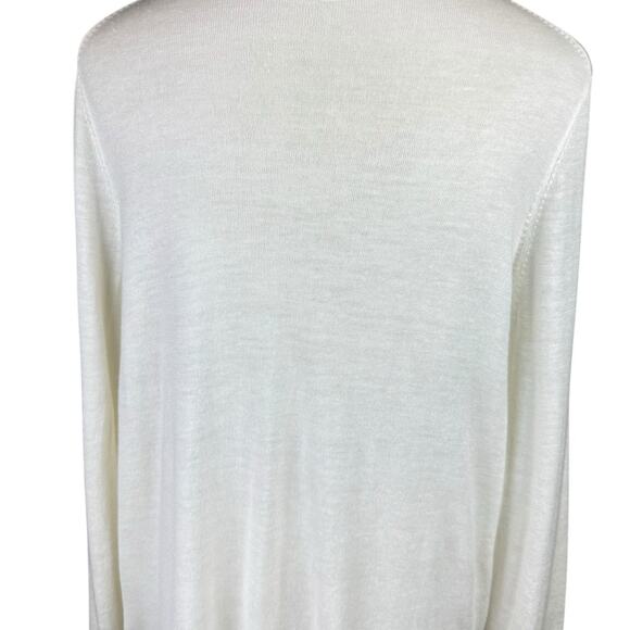 Vince Ivory White & Gray Colorblock Cashmere Blend Long Sleeve Knit Sweater - Picture 6 of 12